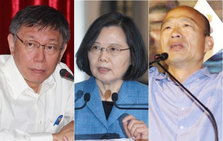 根據《美麗島電子報》今（25）日公布的最新國政民調顯示，若總統大選組合為柯文哲、韓國瑜、蔡英文三人，支持度由韓國瑜領先。 圖：新頭殼合成