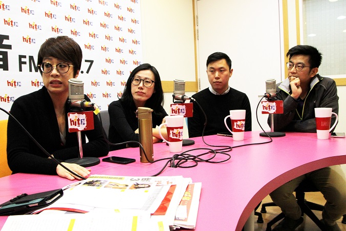 民進黨發言人周江杰、李明俐、李晏榕和李問今天上午接受廣播節目《周玉蔻嗆新聞》的專訪。 「Hit Fm《周玉蔻嗆新聞》／提供