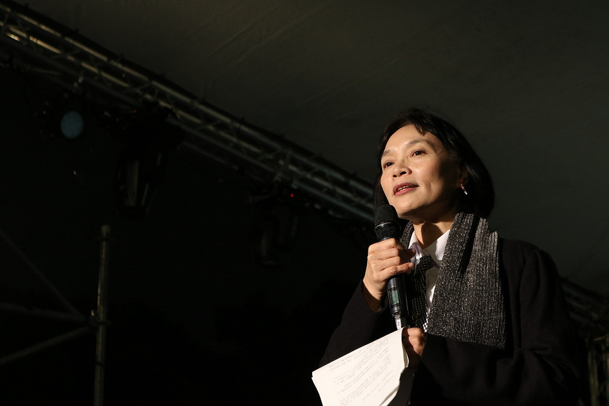 促進轉型正義委員會代理主委楊翠今天出席第七屆「共生音樂節」，並受邀上台發表演說。 圖：促轉會/提供