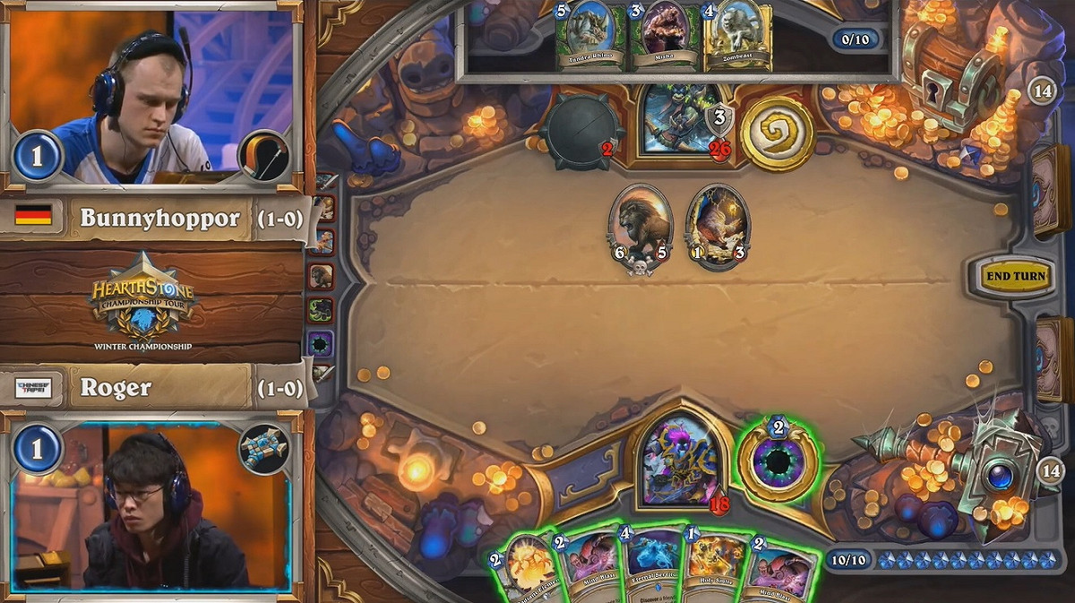 Roger錯估自己手牌，痛失終結比賽好機。 圖：翻攝Twitch