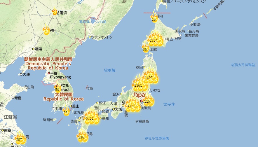日本網站「大島てる」網標記各處凶宅地點，在該網站上標示了日本各處凶宅地點，受到網友好評。近期已不限日本內部，台灣有9處被標誌在網上。 圖：來源大島てる網站
