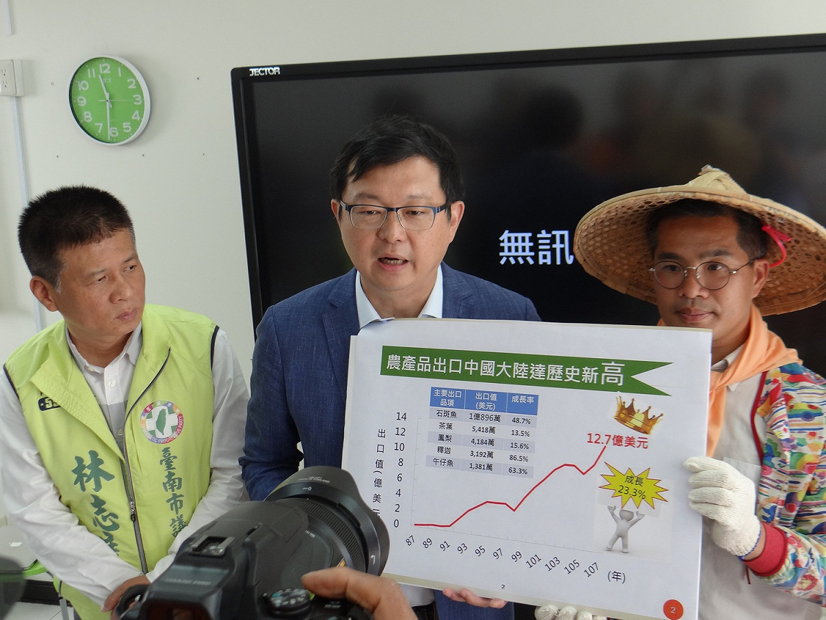 前農委會副主委李退之強調，我國和中國的農產品貿易起源自阿扁總統的小三通，但是出口金額在馬總統執政後期卻開始衰退，一直到小英總統就職後才回溫並屢創歷史新高。（黃博郎攝）