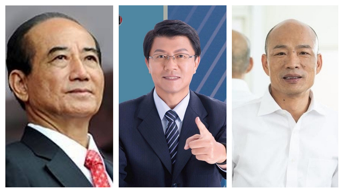 國民黨台南立委補選參選人謝龍介（中）今日上午與前立法院長王金平（左）到西港市場掃街拜票，下午則邀請到高雄市長韓國瑜（右）替他站台輔選。 圖：新頭殼製作。