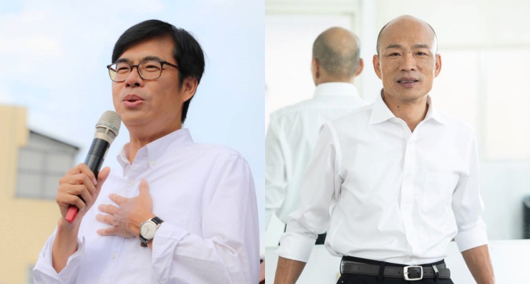 今（11）日韓國瑜和陳其邁皆出席前瞻基礎建設高雄加工區智造新基地動土典禮，因為是選後首相見，兩人互動也備受矚目。 圖片：翻攝自陳其邁、韓國於臉書