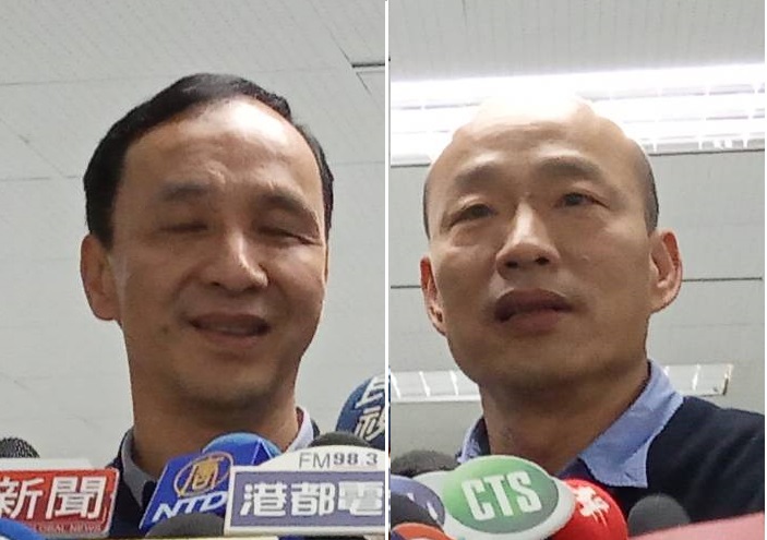 高雄市長韓國瑜今日被媒體問及是否參選2020總統大選，目前跟未來都不會考慮，且4月不會去領表，朱立倫對此則表示國民黨不能只有一個韓國瑜，要有更多的韓國瑜。 圖：新頭殼合成