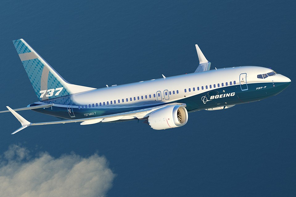 波音737 MAX 8客機5個月內先後在印尼和衣索比亞發生空難，美國境外已有逾百架同型飛機遭停飛。圖為波音737 MAX客機。 圖：取自波音公司官網