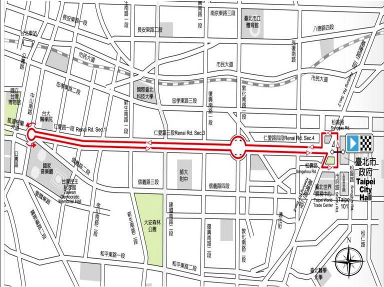 自由車環台賽路線圖。 圖：台北市警察局/提供