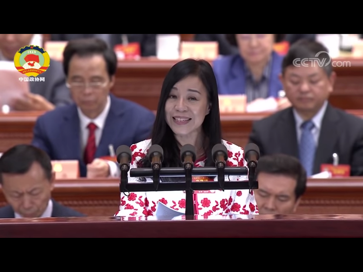 現年57歲、標榜「台灣平凡女孩」的政協委員凌友詩，今（15）天遭內政部以兩岸條例規定，裁處新台幣50萬元罰鍰。 圖：翻攝自央視新聞直播