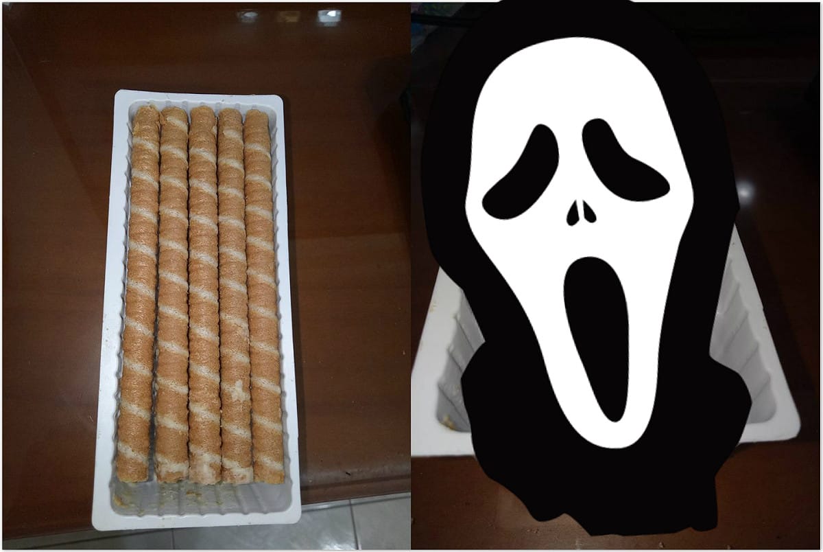 有網友在臉書抱怨一款捲心酥，吃到盒底才發現業者的「套路」，疑似透過減量設計，來達到變相漲價目的。 圖／翻攝自爆怨公社