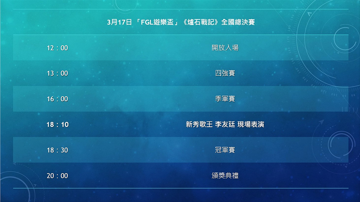 FGL全國總決賽Day2行程表。