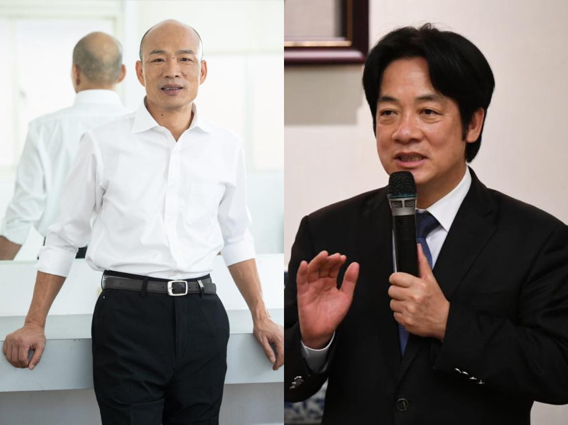 前行政院長賴清德將參選民進黨2020黨內總統初選，對此，高雄市長韓國瑜，接受訪問時驚訝表示，「賴清德？真的嗎？」 圖：翻攝自韓國瑜臉書、賴清德臉書。