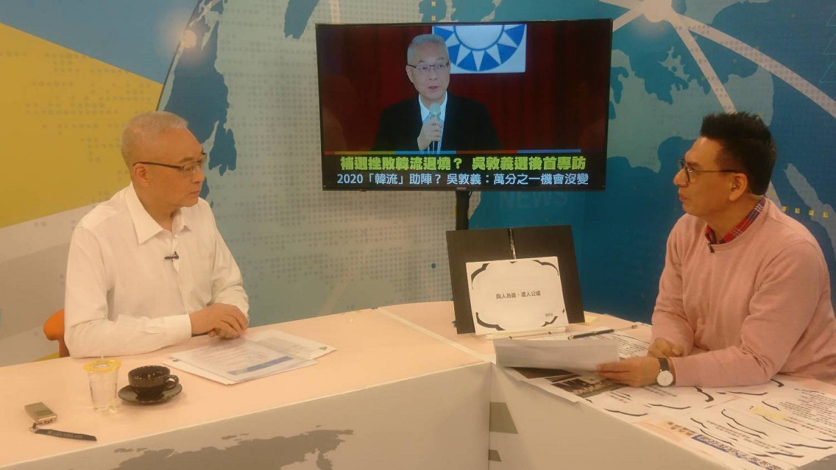國民黨主席吳敦義18日中午接受ETtoday「雲端最前線」直播專訪。 圖：國民黨提供