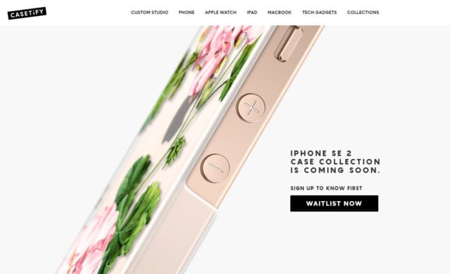 iPhone客製化手機殼平台CASETIFY預告iPhone SE 2手機殼將推出。 圖：翻攝CASETIFY官網