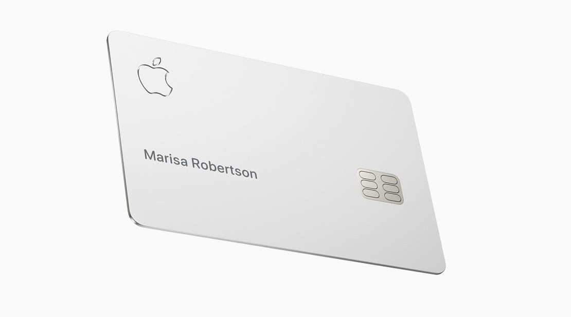 蘋果 Apple Card 實體卡片外觀，延續蘋果一貫的簡約風格設計。 圖：翻攝自蘋果官網