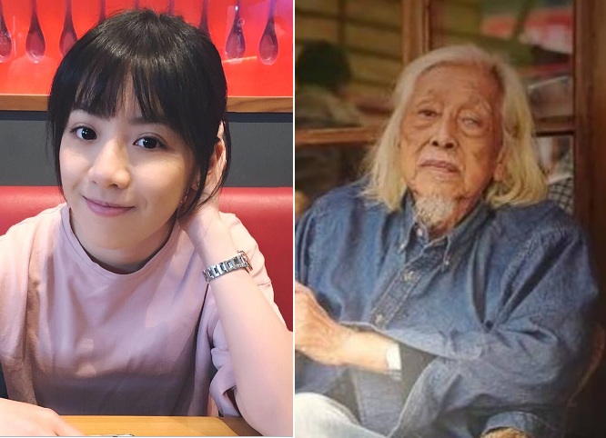 百歲獨派大老史明(右)28日在臉書發文，直指「統一是假議題」；頗有回應台北市府副發言人「學姐」黃瀞瑩(左)在政論節目上所說「統獨是一個假議題」的味道。 圖：新頭殼合成