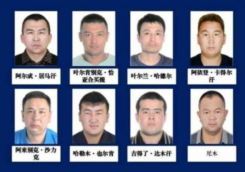 日前新疆維吾爾自治區額敏縣公安局官方微信「平安額敏」發文通告，公開向民眾徵求被捕的8名少數民族穆斯林的犯罪線索。 圖：翻攝自微博