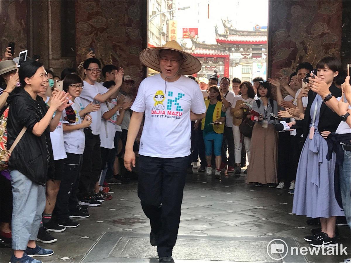 台北市長柯文哲抵達彰化南瑤宮。 圖：周煊惠 ／攝