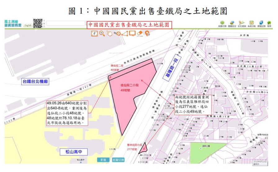 台鐵局當年以新台幣約280萬元購買松山油漆公司名下2筆土地及其地上建物（目前公告現值約21億元），但遲未過戶至今。 圖：黨產會提供