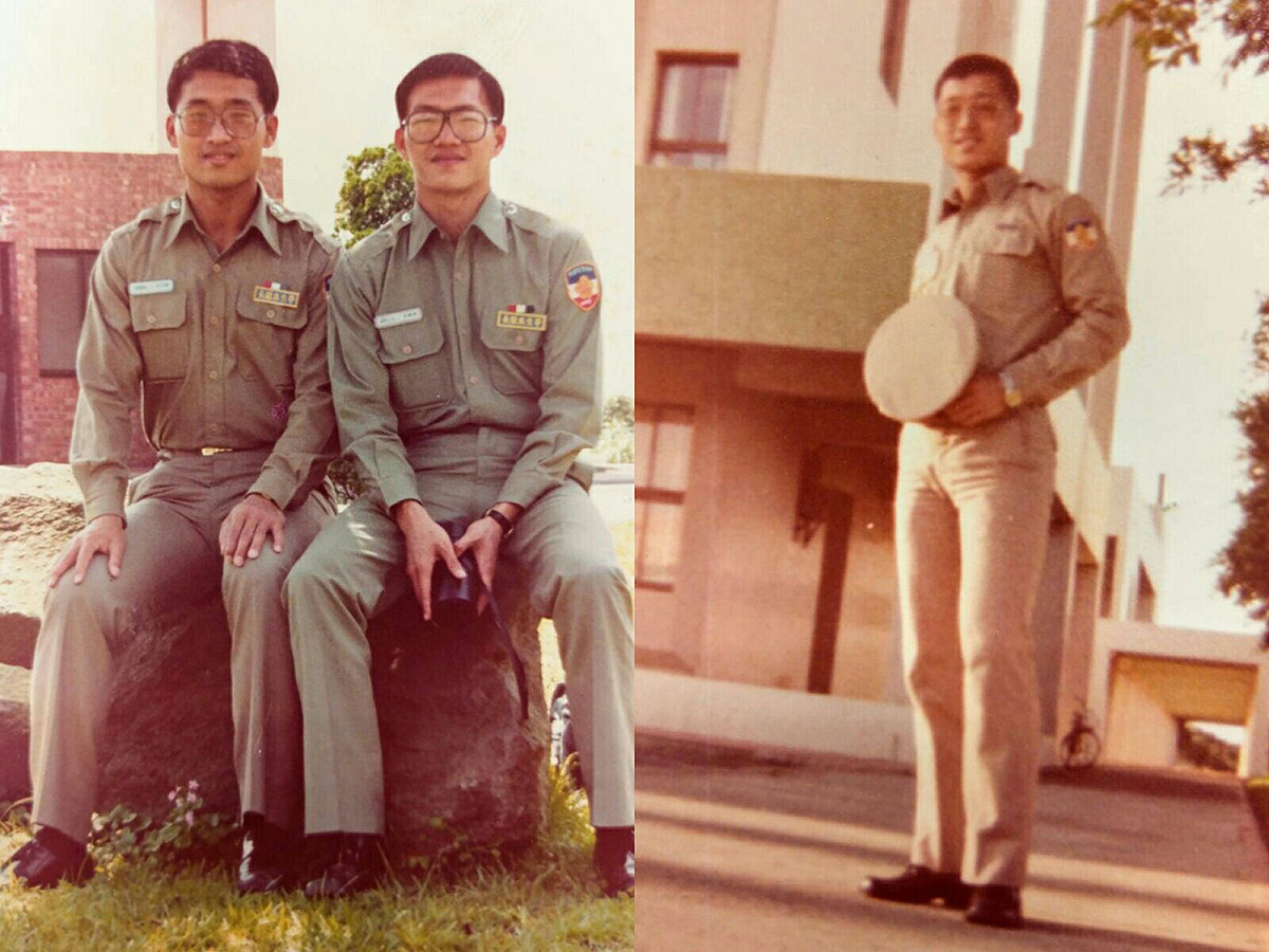 潘復華說第一代卡其色警察制服因外觀上與學生制服相似，當年他都會被誤認為是高中生。 圖：大園分局/提供