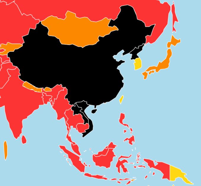 無國界記者組織公布《2019全球新聞自由指數》報告，以「黑洞」形容中國媒體環境。 圖 : 翻攝自無國界記者組織