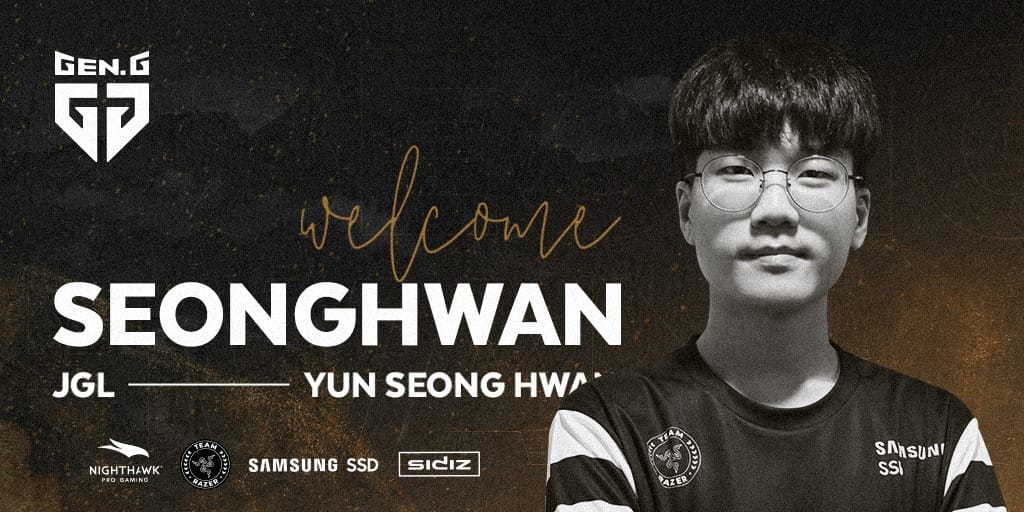 知名勁旅 GEN.G（GEN）宣布引進新打野 SeongHwan 圖：翻攝自 GEN 官方粉絲專頁