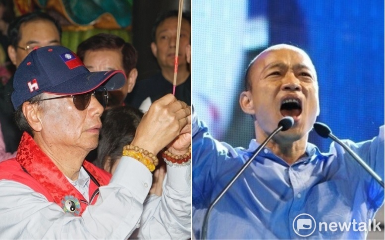 鴻海集團董事長郭台銘宣布參加國民黨內總統初選，讓許多韓粉認為此舉是國民黨中央為「卡韓」的陰謀。 圖：新頭殼合成