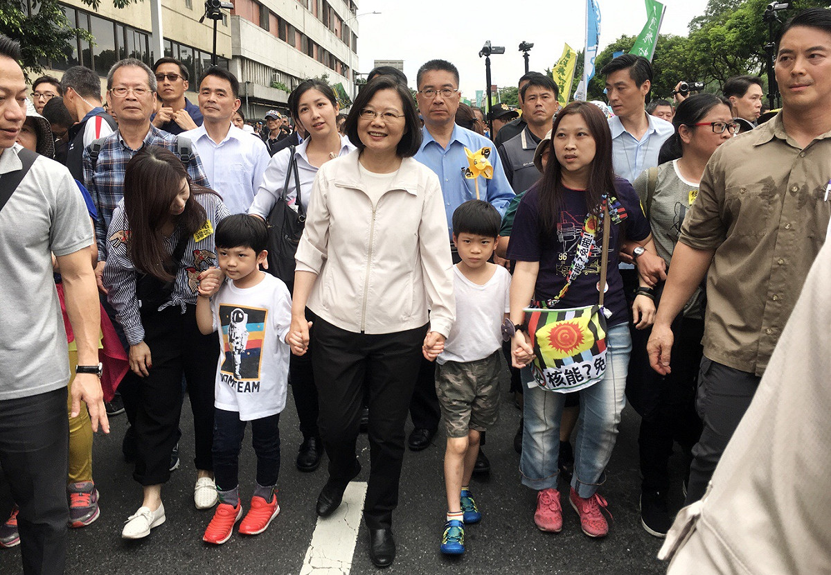 總統蔡英文出席廢核大遊行。 圖：張良一/攝