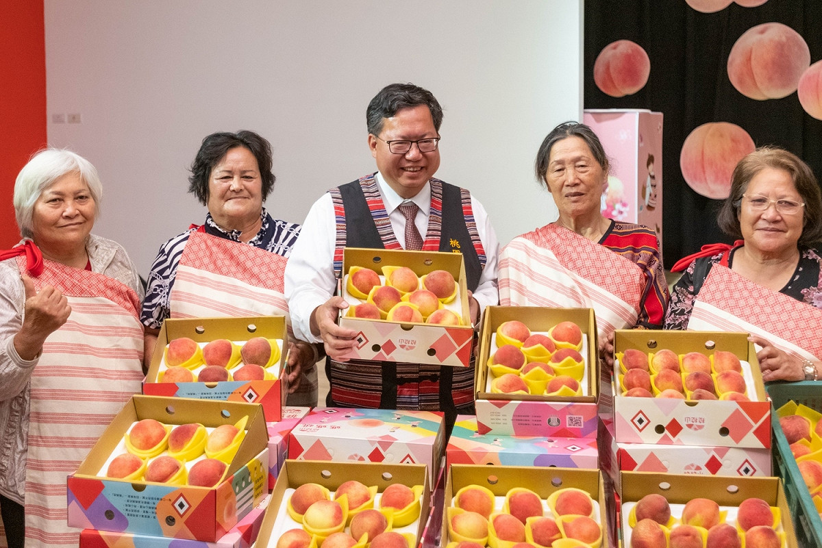 桃園市長鄭文燦四年前將「五月桃」改名為「媽媽桃」，透過網路行銷，打響復興鄉「媽媽桃」品牌。 圖：桃園市政府／提供