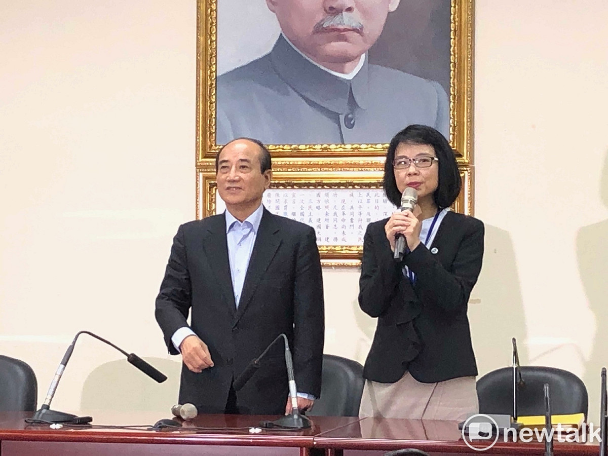 會後由王金平在文傳會主委程美華陪同下召開記者會。 圖：趙婉淳／攝