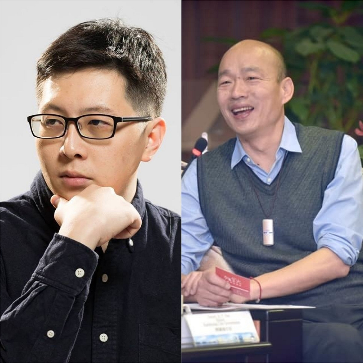 桃園市議員王浩宇，酸高雄市府「選前罵陳菊，選後借更多。」 圖：新頭殼合成圖（翻攝自王浩宇、韓國瑜臉書）