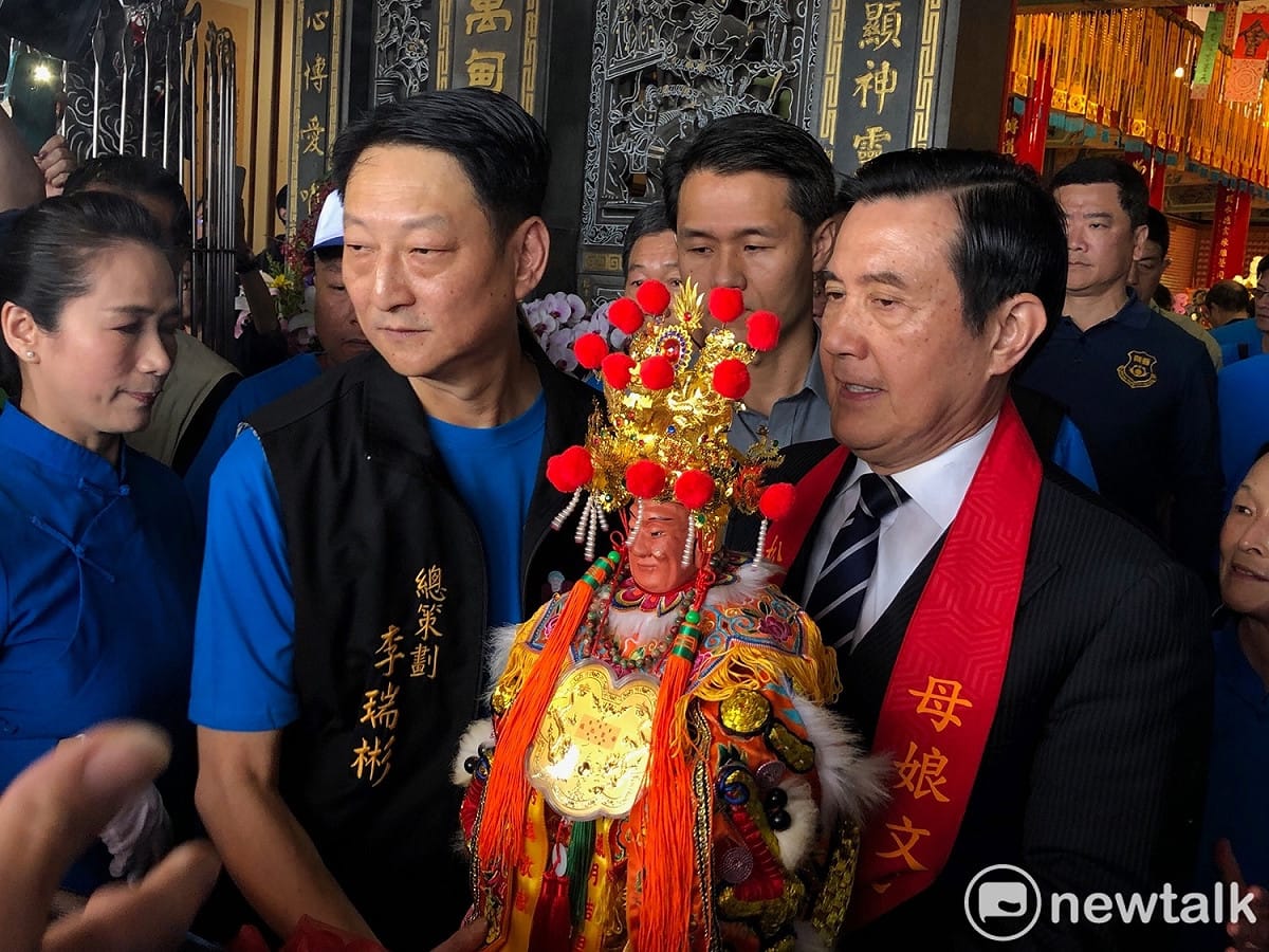 前總統馬英九上午出席2019台北母娘文化季保民遶境嘉年華。 圖：趙婉淳／攝