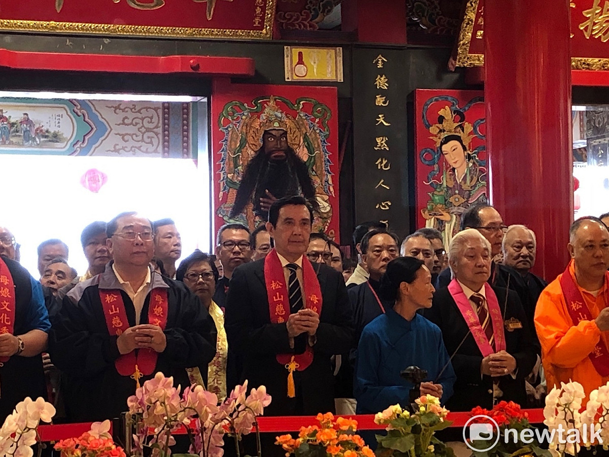 前總統馬英九上午出席2019台北母娘文化季保民遶境嘉年華。 圖：趙婉淳／攝