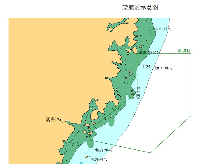 中共浙江省玉環市《玉環新聞網》刊出「禁航禁漁通告」之禁航區示意圖。 圖：翻攝玉環新聞網網頁