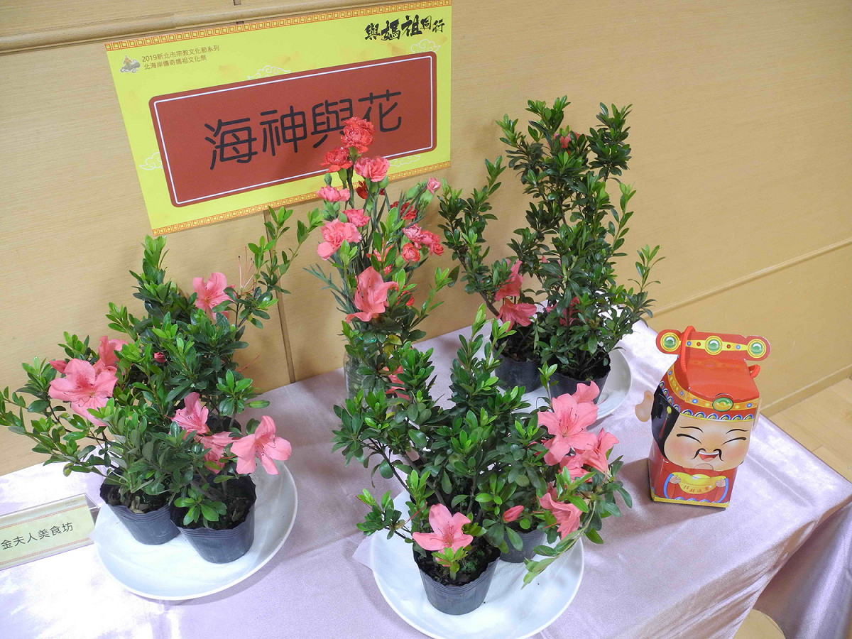 「2019年北海岸傳奇媽祖文化祭」結合五月母親節與金山杜鵑花卉，推出二媽祈福花。 圖:王峻昌/攝