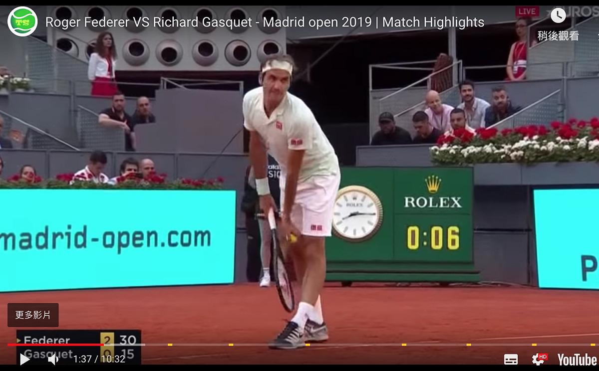 Roger Federer。 圖：翻攝自YOUTUBE