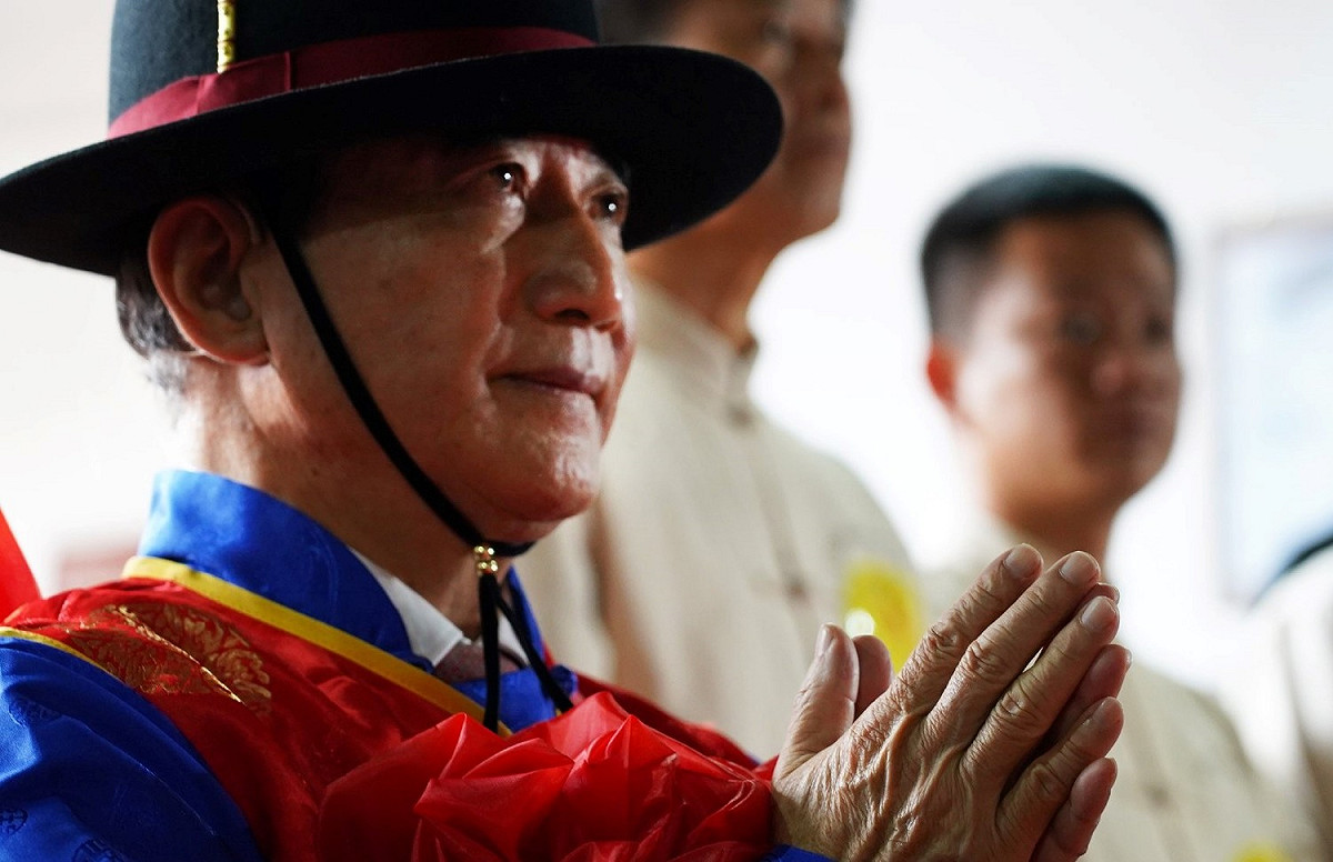 前立法院長王金平今日上午與中共國台辦主任劉結一在廈門海悅山莊的茶香宫會面。 圖：翻攝自王金平臉書專頁。