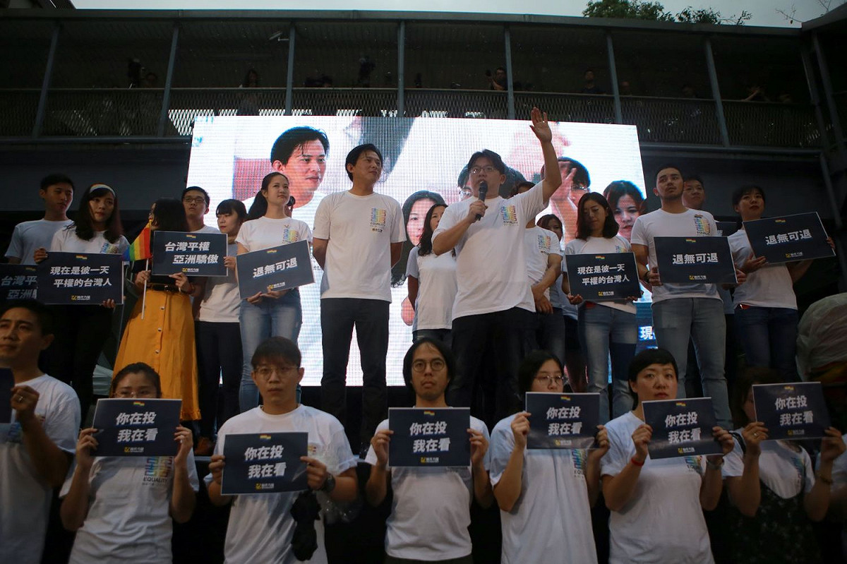 時代力量也到場支持。 圖：婚姻平權大平台提供