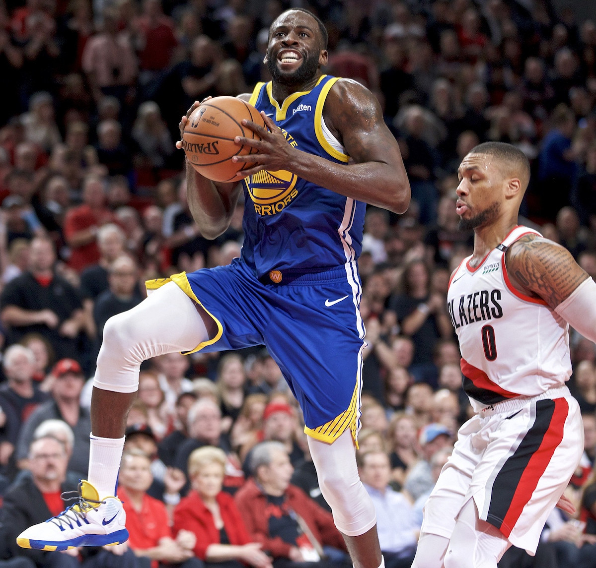 勇士大前鋒Draymond Green(前)。 圖／美聯社／達志影像
