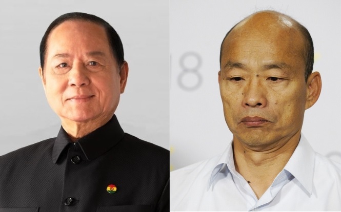 高雄市長韓國瑜（右）、悟覺妙天禪師（左）。 圖：新頭殼合成