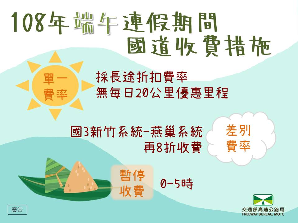 108年端午連假國道收費措施 圖：交通部高速公路局/提供