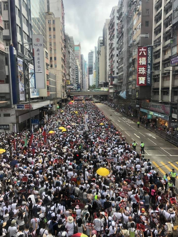 反送中遊行隊伍人數眾多。 圖：翻攝自全球集氣反送中臉書粉絲頁