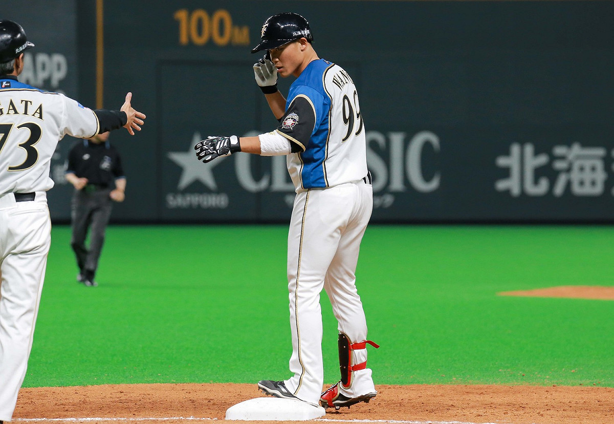 北海道火腿鬥士隊外野手王柏融。 圖／記者葉政勳攝 , 2019.03.30