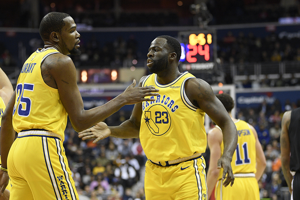 勇士球星Draymond Green和Kevin Durant。 圖／美聯社／達志影像