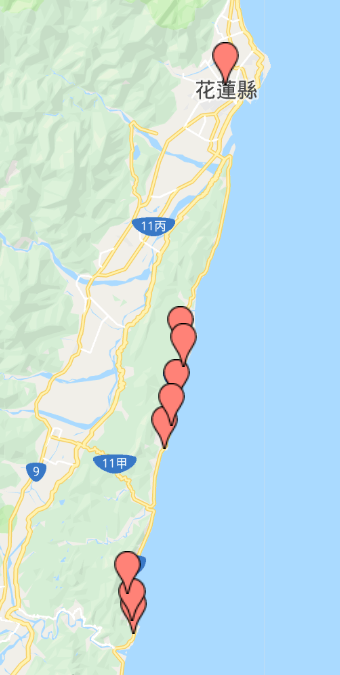 郵輪式公車停靠的景點以濱海為主。 圖：新頭殼／製圖