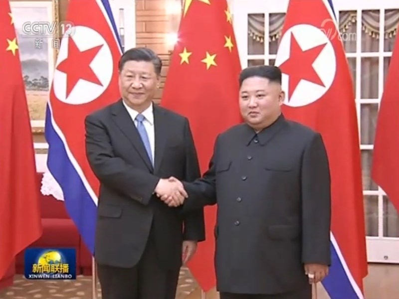 中共總書記習近平2019年訪問平壤。 圖：翻攝中國央視網頁