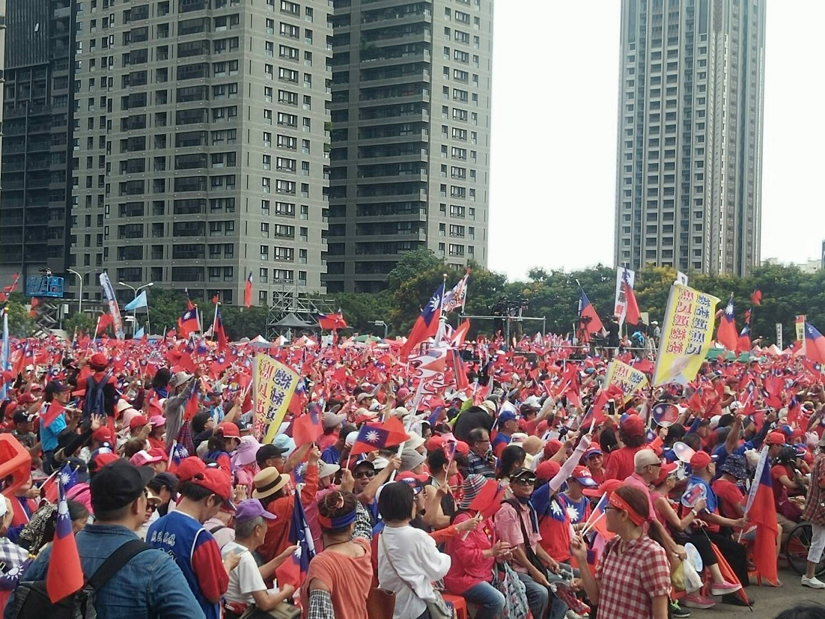 韓國瑜台中造勢場一景。 圖：唐復年/攝
