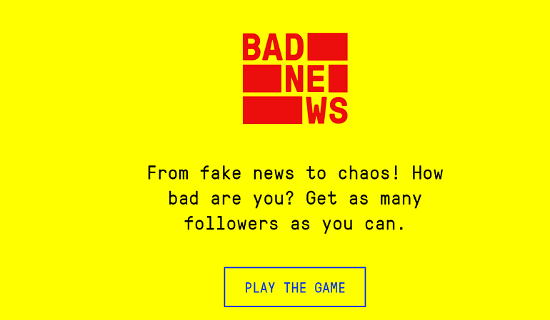 英國劍橋大學社會決策實驗室2018年開發Bad News遊戲。 圖：翻攝自Bad News官網