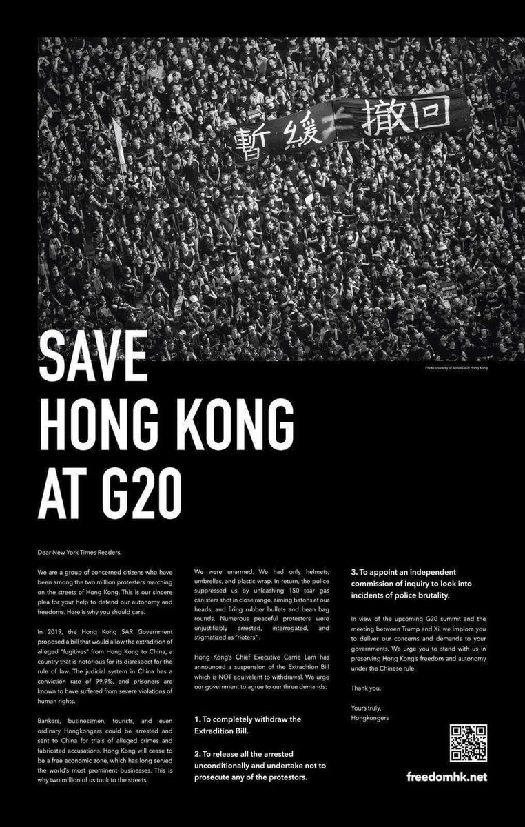 香港網友製作反送中宣傳海報 圖：取自SAVE HONGKONG AT G20