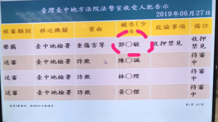 台中市太平區1歲女童受虐案，涉案郭姓保母遭裁定收押禁見。  圖：翻攝協心臨時粉絲團臉書