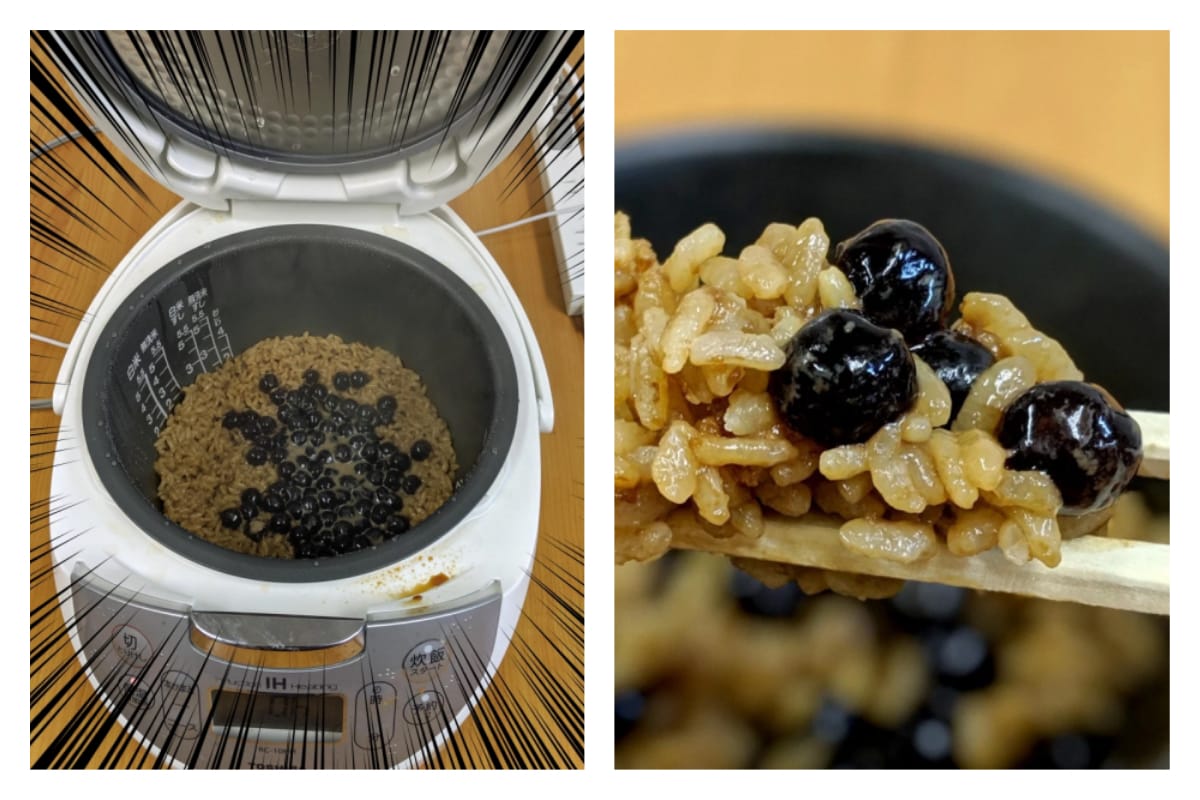 日本網友的創意料理：珍珠奶茶泡飯 圖：nownews提供